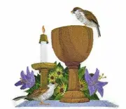 Chalice And Sparrows Embroidered Iron on/Sew patch [7.78"7.61"]