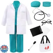 ZZIHAN Kids Doctor Nurse Scrubs Costume Set - Lab Coat, Stethoscope, Nursing