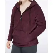 Victoria’s Secret PINK Teddy Half Zip Hoodie Medium, Luscious Plum Sold Out New