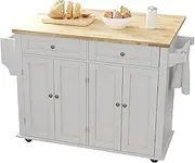 Trolley on Wheels Rolling Kitchen Cart with Drop Leaf, Mobile Kitchen Island Table on Wheels with Drawer and Storage Cabinet Service Carts(White)