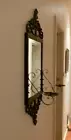 large french style antique MIRROR with2 candle holders NEW wrought iron