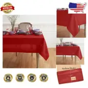 Luxurious 100% Pure Linen Tablecloth 60x84 - Elegant Red for Special Occasions