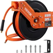 Retractable Air Hose Reel, 3/8 in X 50 FT Hybrid Air Hose Max 300PSI, Air Compre