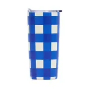 Annabel Trends S/S Double Walled 500ml Smoothie Cup w/ Straw Cobalt Check