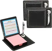 uxcell 3pcs Leather Sticky Notes Holder with Pen Holder, Post Notes Holder Storage Box Desktop Mini Case Business Card Holder Memo Pad Organizer for Desk Home Office Gift,Pink