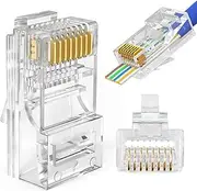 RJ45 Connector Cat5 Cat5e Pass Through RJ45 Ends Ethernet Modular Plug 100-Pack