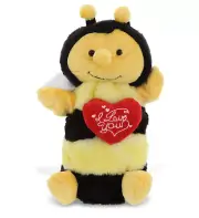DolliBu I LOVE YOU Honeybee Super Soft Plush Hand Puppet with Heart - 10"