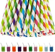 250 PCS Biodegradable Straws - Enjoy Gatherings with Durable & Eco-Friendly Paper Straws - Ideal for Parties, Weddings, Cafes; Assorted Colors for Juice, Coffee, Cold Drinks.
