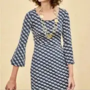 NWT Boden Navy Blue Umbrella Bell Sleeves Miriam Jersey Dress Size 8