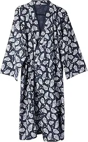 [QCHOMEE] Men's Kimono Robe Yukata Robes Khan Steamed Clothing Pajamas Cotton Bathrobes Nightwear, Blue, One size