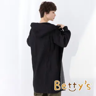 betty’s貝蒂思 牛仔布拼接長版連帽外套(黑色)