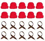 TEHAUX Mini Christmas Hat Scarf 20pcs Xmas Knit Santa Hats Knitting Doll Small Animal Hats Caps Candy Covers Christmas Tree Ornaments Holiday Decorations for Cup Wine Bottle DIY Art Craft