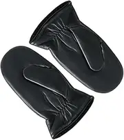 [Healvian] 1 Pair Leather Wool Lined Mittens for Men Insulated Outdoor Gloves for Winter Use Thickened Design for Warmth Stylish and Versatile Leather Gloves for Outdoor Activities