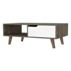 40 Natural And Dark Brown And White Wood Rectangular Coffee Table With Shelf