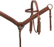 Showman "Ammo Belt" Style Leather Bridle & Breast Collar Set w/ Bullet Conchos