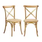 Oikiture Set of 2 Dining Chair with Crossback Timber Wooden