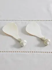 [Gohar World] Gohar World - Set Of Two Mother-of-pearl Salad Servers - Off-white - One size One size Off-white