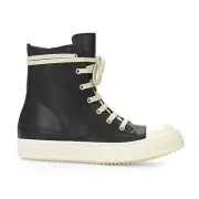 NIB RICK OWENS LEATHER HIGH TOP RAMONES BLACK SNEAKERS SIZE 40 $1105