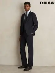 Reiss Navy Promise Slim-Fit Wool-Blend Suit Trousers (F77540) | $260