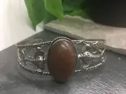 Natural Adjustable Cuff Bangles Gemstone 925 Silver Plated New Handmade 8505