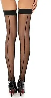 [TOPWEL] Backseam Sheer Tights Shiny Backseam Pantyhose Sexy Sheer Seamed Tights High Waist Heel Pantyhose 20 DEN Tights Black Sheer Nylon Pantyhose Stockings for Women (Black), Black, One Size