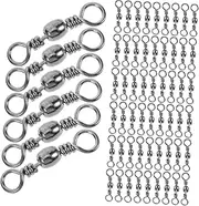 WOONEKY 100pcs Saltwater Fishing Swivels Snap Connectors Metal Line Connectors for Freshwater Saltwater Angling