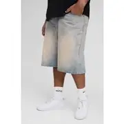 Mens Plus Stonewash Relaxed Fit Jorts