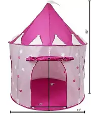 (10) Pink Princess Castle Tent -GLOW IN THE DARK STARS - Portable Play Tent