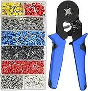 Eacam Ferrule Crimping Tool Kit, Self-adjustable Ratchet Wire Ferrule Crimper Plier Set with 1200pcs Wire Terminals Crimping Connectors Wire Ends Ferrules