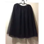 黑色 三層造型紗裙 中長裙 及膝裙