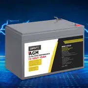 12V Giantz AGM Battery 15Ah Deep Cycle Box Portable Solar Caravan Camping