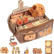 Capybara Pencil Pouch | 10-Layer Clear Organizer Case - Multi-Compartment School Essential for Students, Brown, As Shown