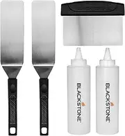 Blackstone 1542 Flat top Griddle Professional Grade Accessory Tool Kit (5 Pieces) 16 oz Bottle, Two Spatulas, Chopper/Scraper and One Cookbook-Perfect for Cooking Indoor or Outdoor, Multicolor