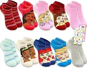 10 Pack Disney Princess Socks for Girls - Bundle with 10 Pairs of Princess Socks Kids & Stickers | Disney Apparel for Girls