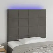 Bed Headboard LED, Beds Head Frame LED Headboard Dark Grey 80 cm Velvet