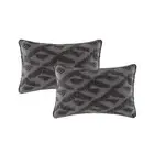 2pc Cloud Linen Lulu Cotton/Feather 55cm Embroidered Cushion Set Rectangle Grey