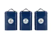 Maxwell & Williams Grantham Canister Set of 3 Gift Boxed Navy RRP $49.95