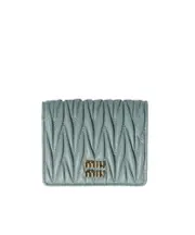 Miu Miu Logo-Lettering Matelassé Bi-Fold Wallet One size Marigold