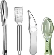 4 Pieces Stainless Steel Fish Scale Remover Cleaner Kitchen Fish Scaler Fish Ski