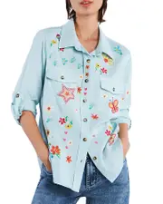 Billy T Sketchbook Embroidered Denim Shirt