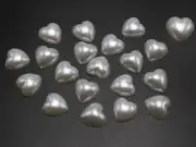 200 Pure White Heart Half Pearl Bead 10X10mm Flat Back Scrapbook Craft