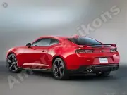2015 Chevrolet Camaro Metal Sign: SS in Fireball Red