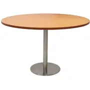 Rapidline Circular Meeting Table Stainless Steel Disc Base 1200mm Beech Top
