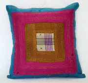 Ethnic Indian Silk Patchwork Kantha Stitch Cushion Cover Handmade Pillow Case 16