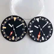 29mm Sterile Black Watch Dial Lume White/Orange Index Date Fit for NH34GMT Movt