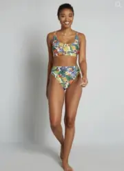 ModCloth NWT Floral Jungle Bikini Top and Bottom SET - Size 2X