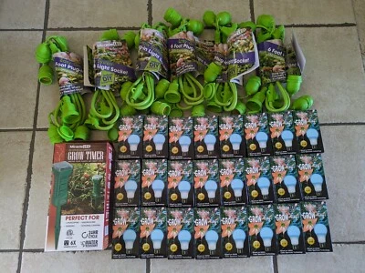 Miracle LED 4 Socket LED Grow 24 Light Bulb Kit With Timer Blue Hydroponics Kit