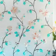 Decorative Window Film Flower, Static Cling Glass Door Privacy Film Non-Adhes...