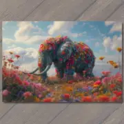 4x6" Elephant Covered Flowers Colorful Unreal Strange Big Fun Unusual Cute