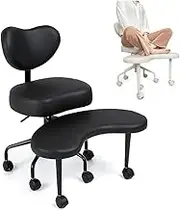 Pipersong Meditation Chair Plus, Cross Legged Chair with Wheels, ADHD Chair, Criss Cross Desk Chair with Lumbar Support and Adjustable Stool, Flexible Design for Fidgety Sitters, Black